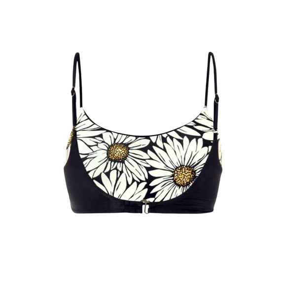 Maaji Ink Black/ Floral Lanai Sporty Reversible Bralette Bikini Top Large NWT - Picture 1 of 5